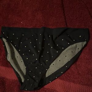 NWOT Victoria's Secret Black High-Cut Panty with Gold Dot Print